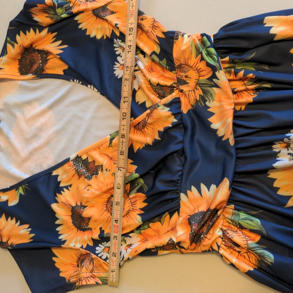 Ouges Women's Size M One Piece Sunflower Print Dress - Picture 9 of 12